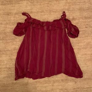 Off the shoulder burgundy top